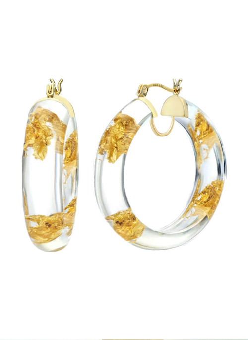 Leaf Lucite Hoops