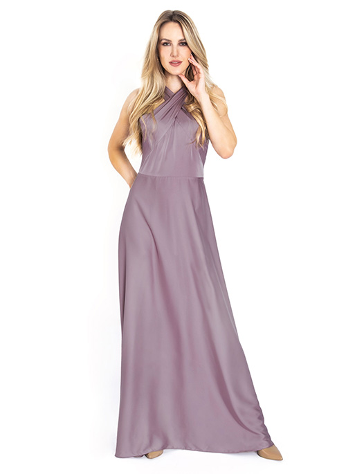 Long Rose Satin Dress