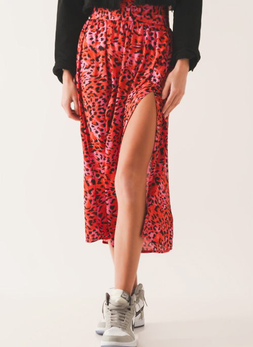 Fuchsia Print Skirt