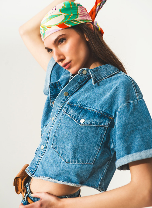 Denim Cropped Shacket