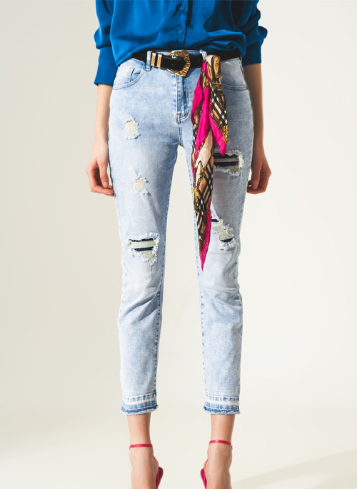 Distressed Straight Jeans