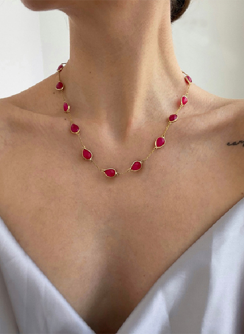 Pink Chalcedony Mosaic Chain