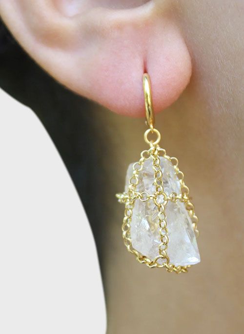 Caged Quartz Earring