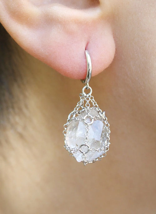 Caged Quartz Earring