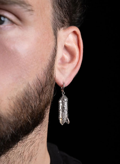 Caged Quartz Earring