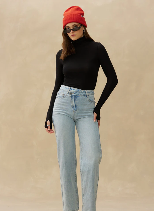 Asymmetric Crisscross Denim