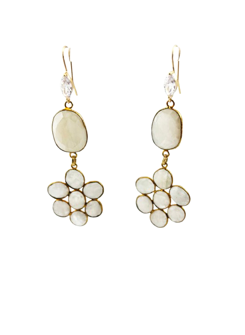 Moonstone Daisy Earrings