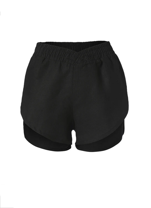 Black Linen Shorts