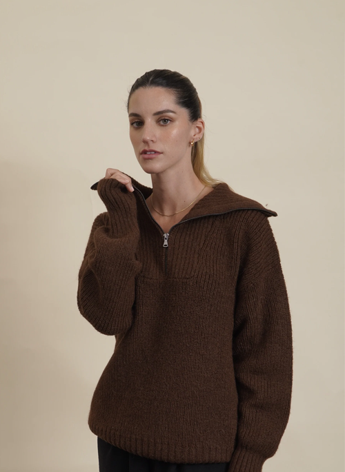 Half-Zip Alpaca Sweater