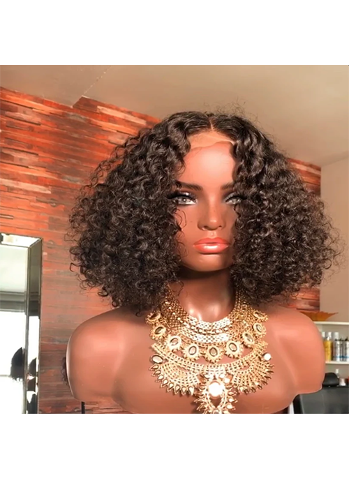 Newbie Cambodian Tight Curly Closure Bob Wig