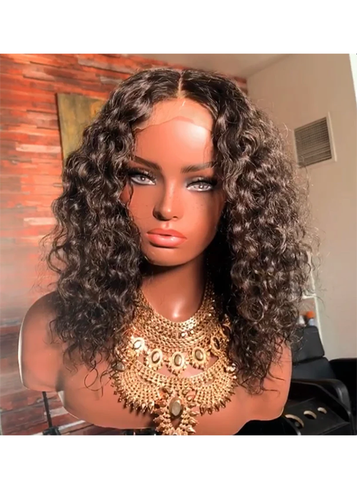 Newbie Cambodian Loose Curly Closure Bob Wig