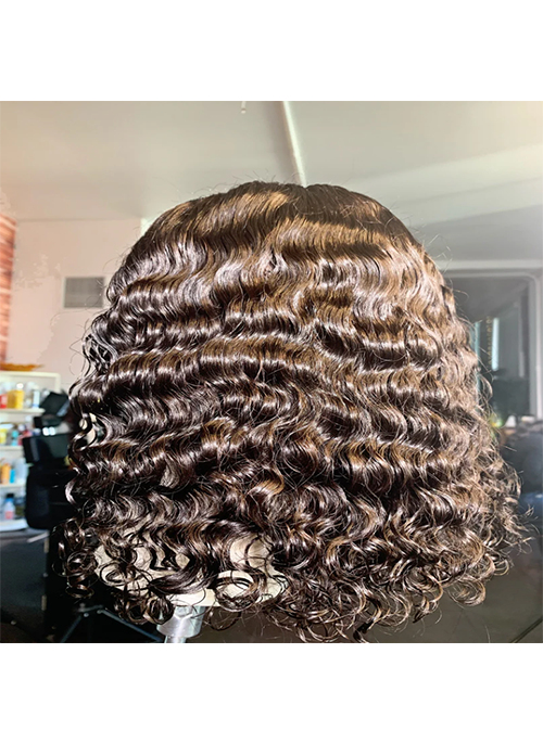 Newbie Cambodian Loose Curly Closure Bob Wig