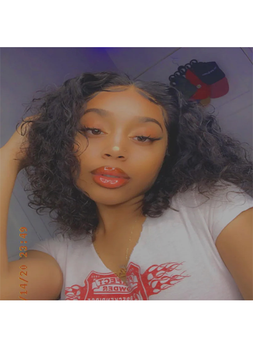  Cambodian Loose Curly Frontal Bob Wig