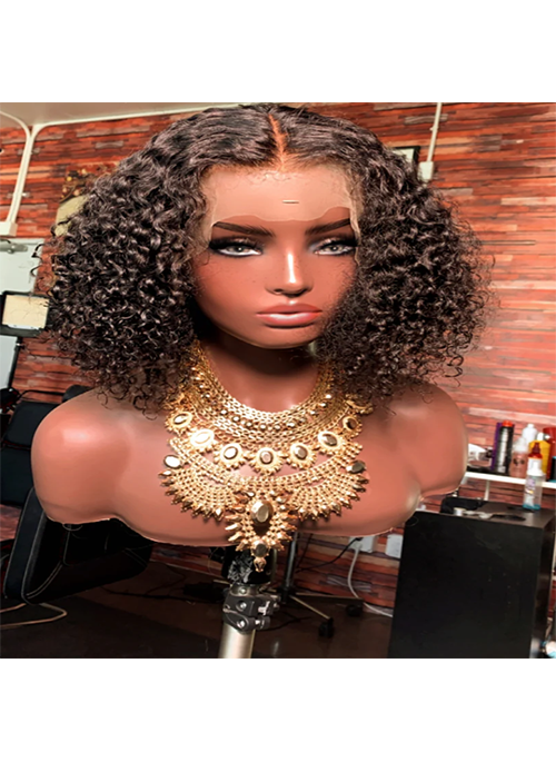  Cambodian Tight Curly Frontal Bob Wig