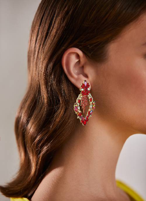 Red Cluster Earrings