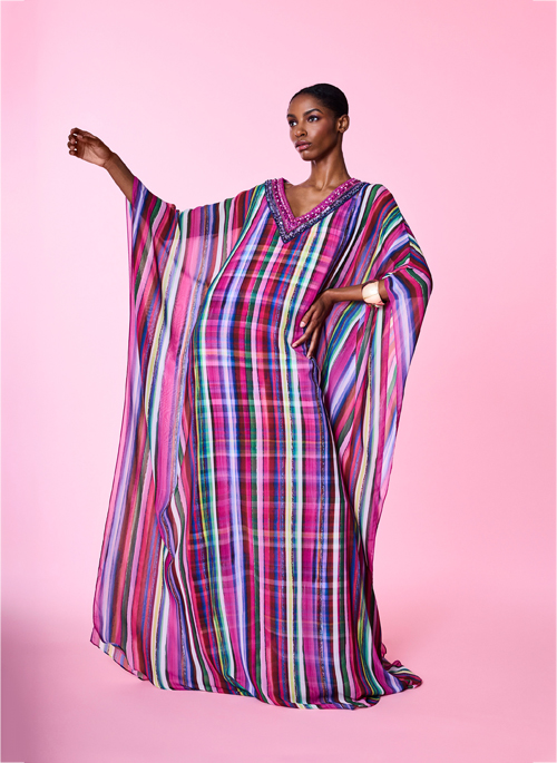 Striped Kaftan Gown