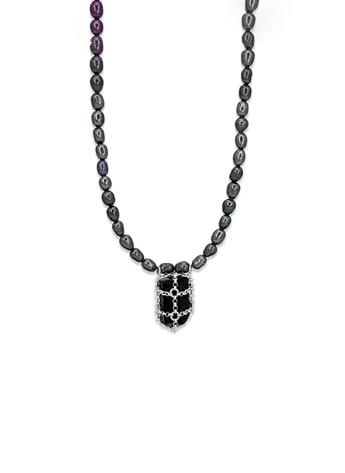 Caged Tourmaline Pearl Necklace
