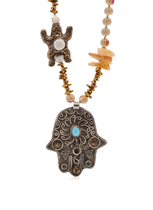 Hamsa & Turtle Necklace