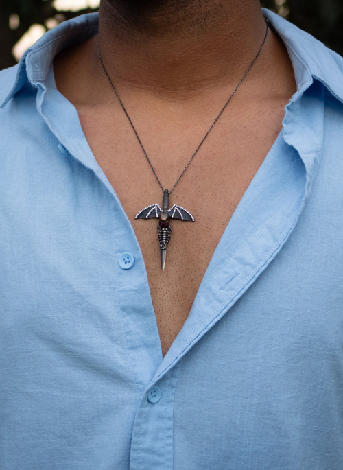 Eye Skull Sword Necklace