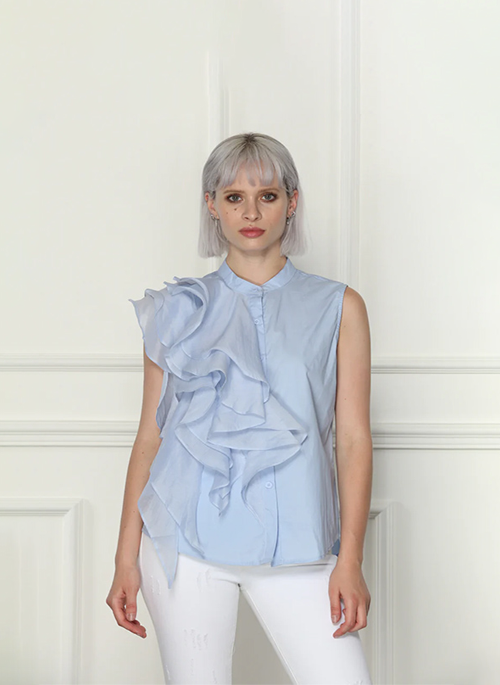 Ruffle Sleeveless Shirt