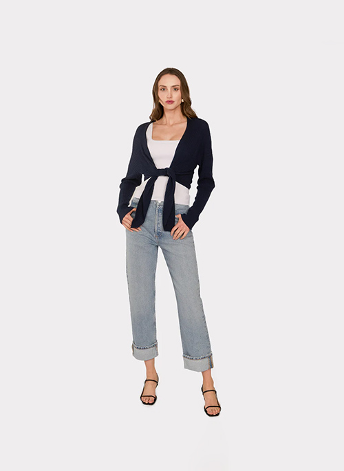 Tie Front Rib Cardigan