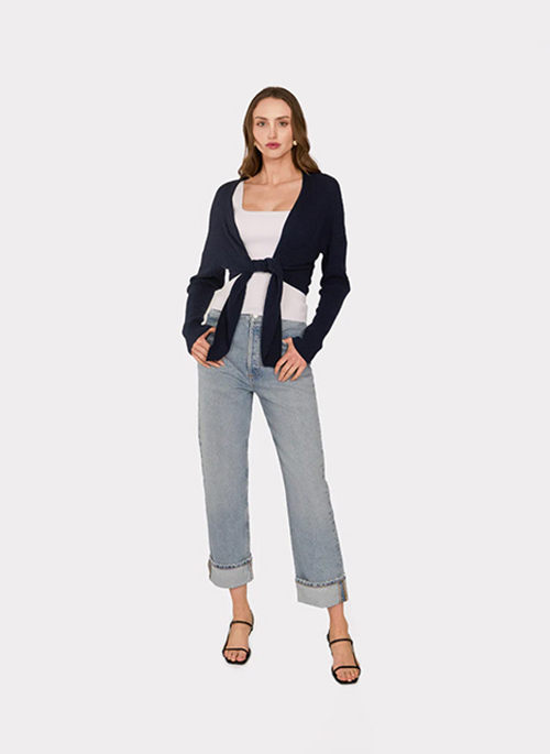 Tie Front Rib Cardigan