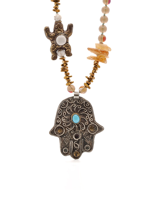 Hamsa & Turtle Necklace