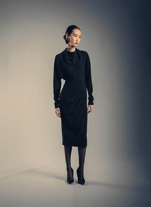 Draped Cowl Neck Dress