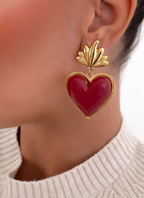 Heart Flower Earring