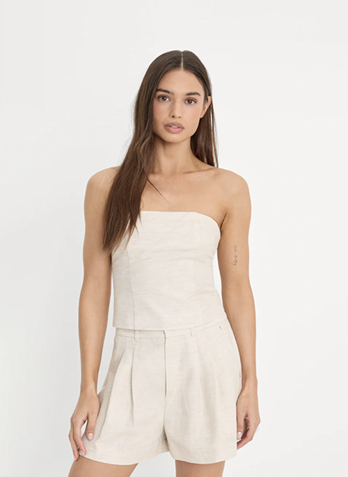 Linen Strapless Top