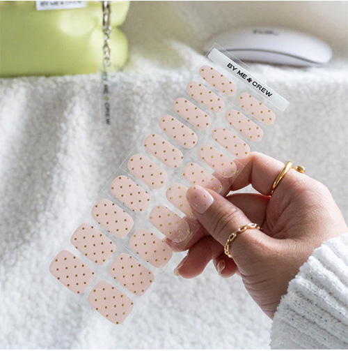 Pink and Gold Polka Dot Nails