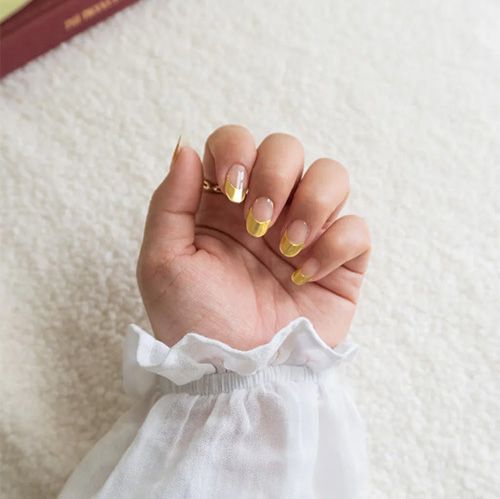 Gold French Tip Nails