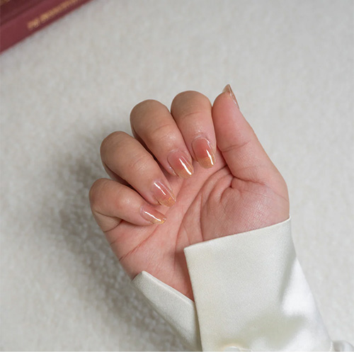 Golden Cat Eye French Tip Nails