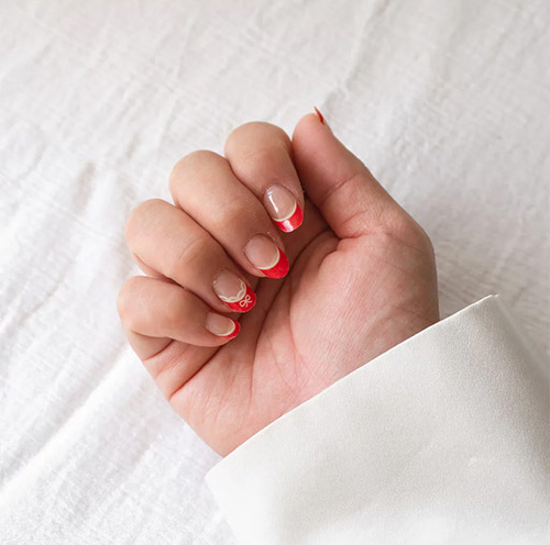 Laced in Red (French Tip) Nails