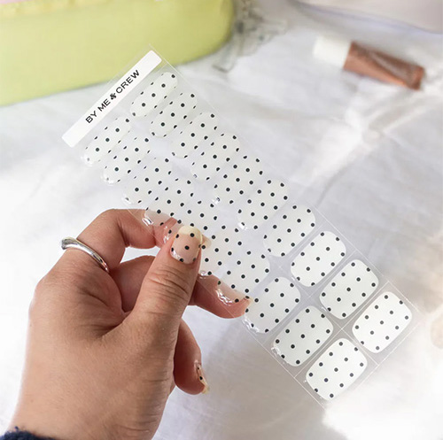 Milky White & Black Polka Dot Nails