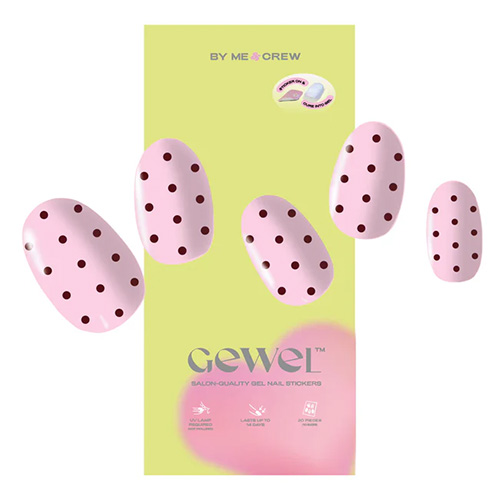 Baby Pink with Burgundy Polka Dot Nail Stickers